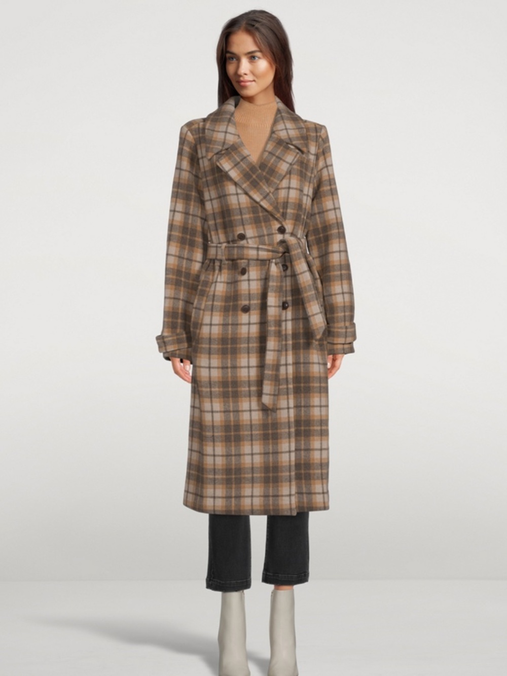 Paige Dublyn Plaid Wool-Blend Coat Size L